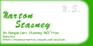 marton stasney business card